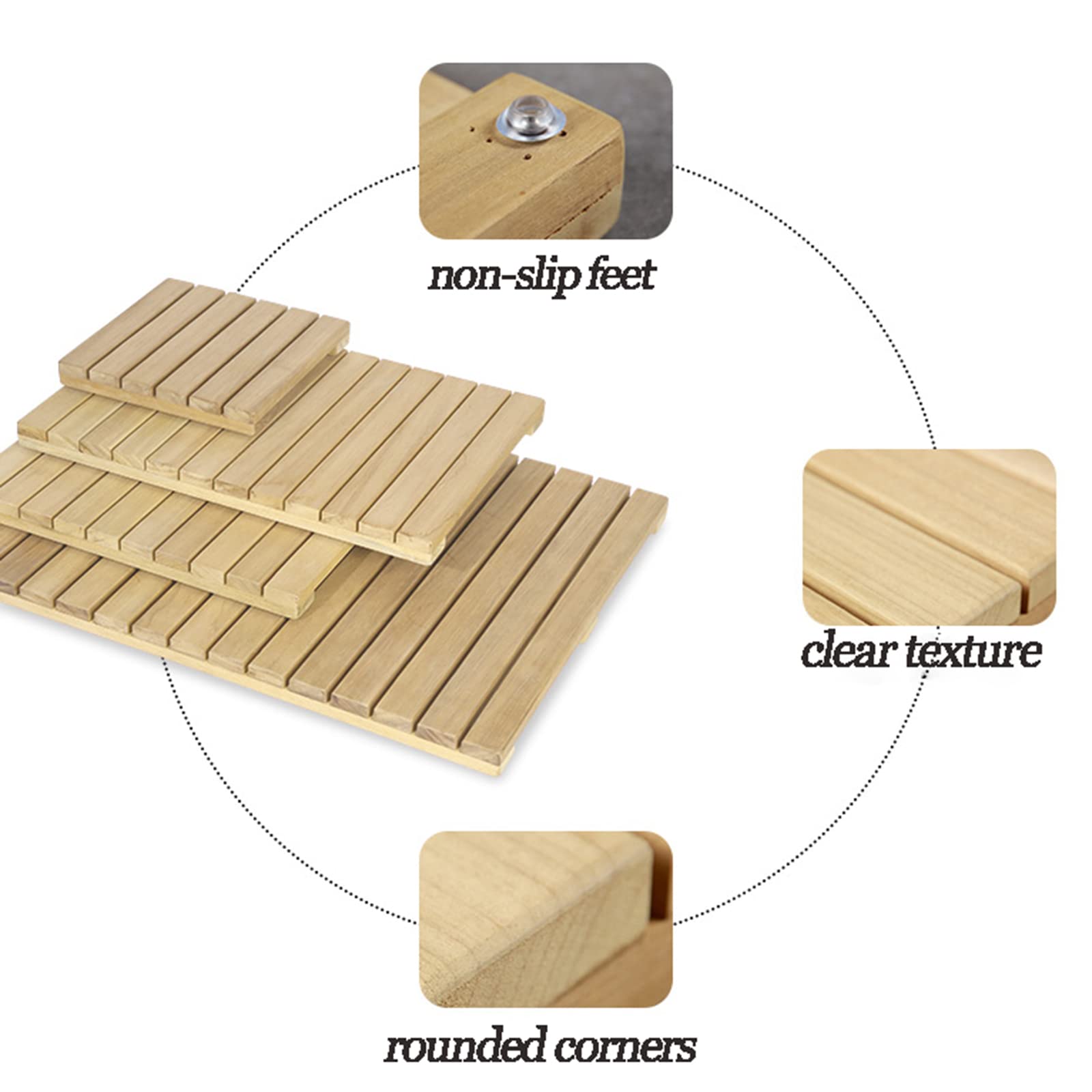 Alfombrilla de ducha de bambú de madera natural para baño, alfombrilla de bambú de lujo, tamaño personalizable, 85 x 100 cm