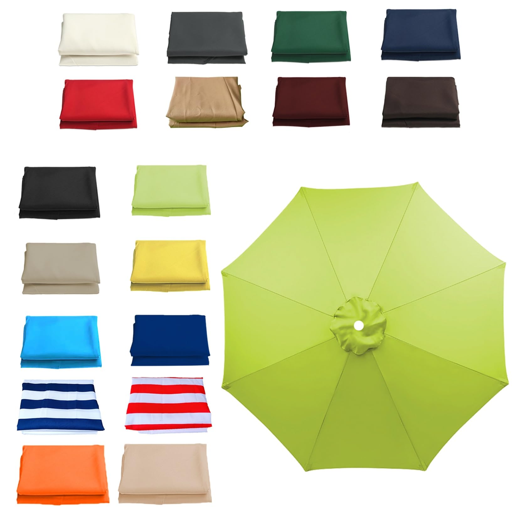 Patio Umbrella Replacement Canopy Top 11.5FT 9.8FT 8.8FT 8.2FT Parasol Canopy Cover for Outdoor Backyard Pool Umbrellas Cantilever Parasol Replacement Cover(Grass Green,8 RIBS/350CM(11.5FT))