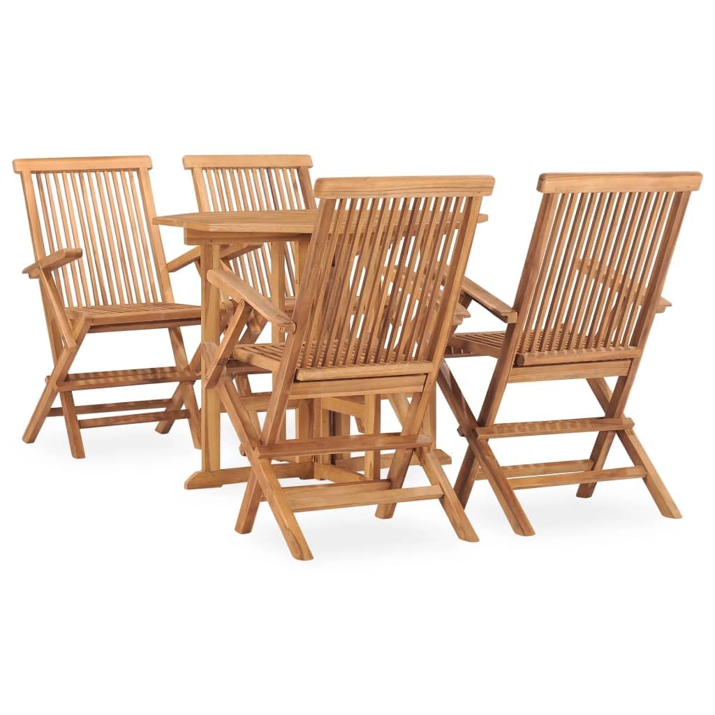 Set di mobili da esterno per esterni, 5 pezzi pieghevoli per esterni in legno di teak massiccio