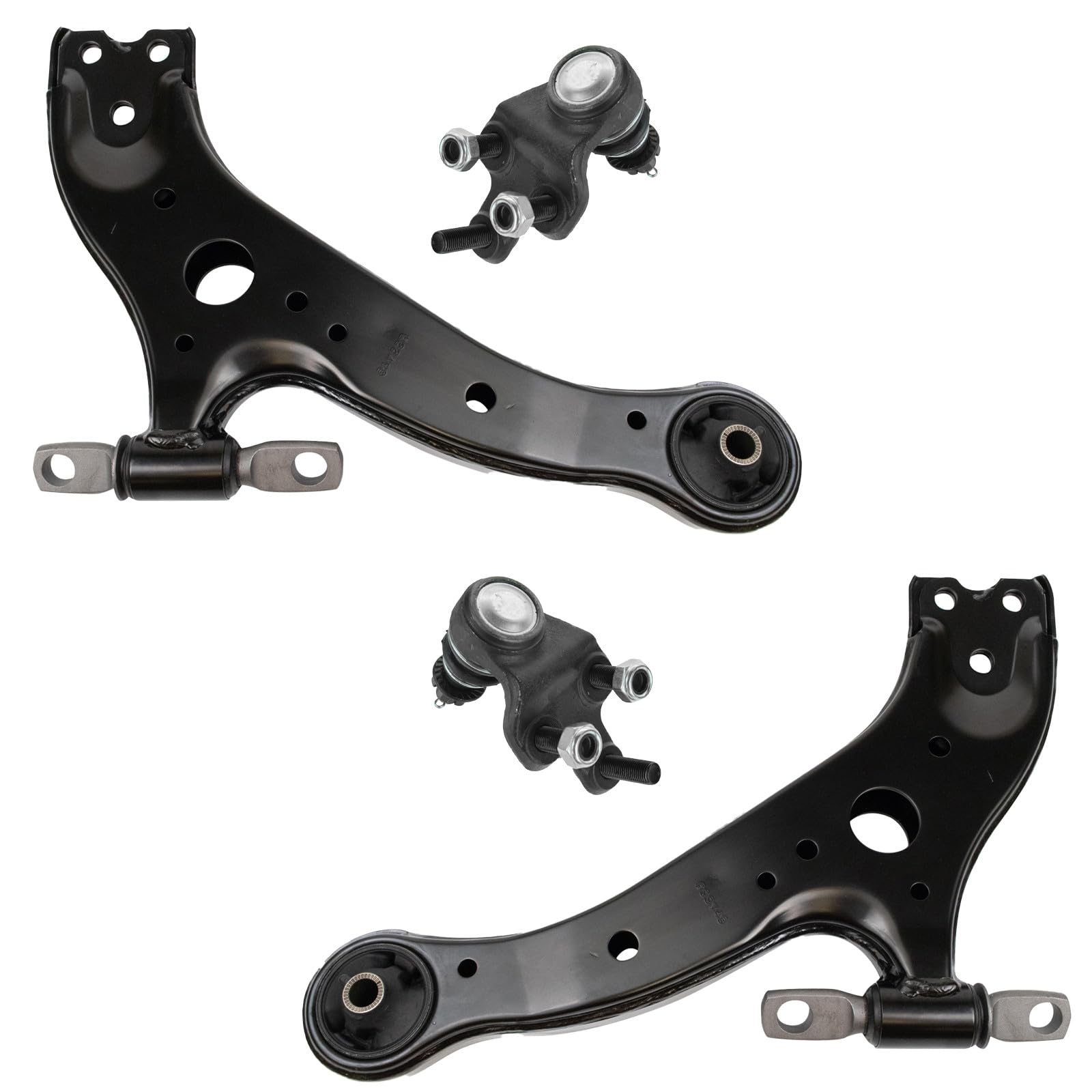 TRQ Front Lower Driver and Passenger Side Control Arm and Ball Joint Set 4 Piece Compatible with 02-06 Toyota Camry 01-07 Highlander 04-08 Solara 02-