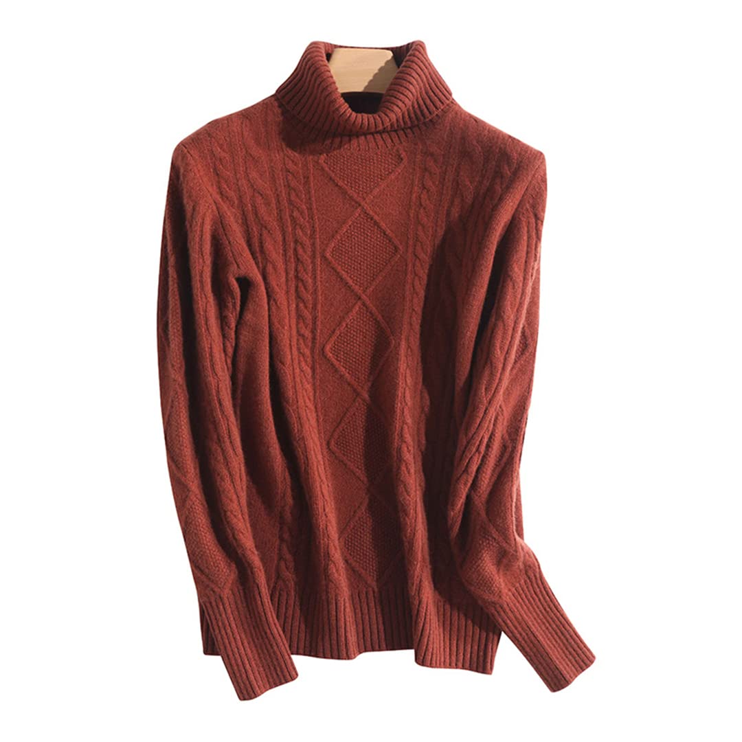 Disimlarl Maglione da donna in cashmere in lana merino calda autunno inverno maglione, Marrone chiaro, M