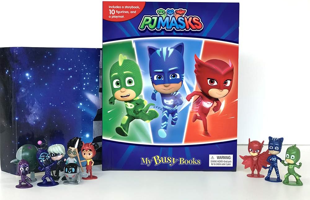 PJ Masks My Busy Books - Storybook, 10 figurines, playmat