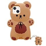 Yatchen Bear Case Compatible with iPhone 16 Pro Max,Kawaii Phone Cases Cute 3D Cartoon Teddy Bear with Keychain Women Girls Soft Silicone Shockproof Cover for iPhone 16 Pro Max