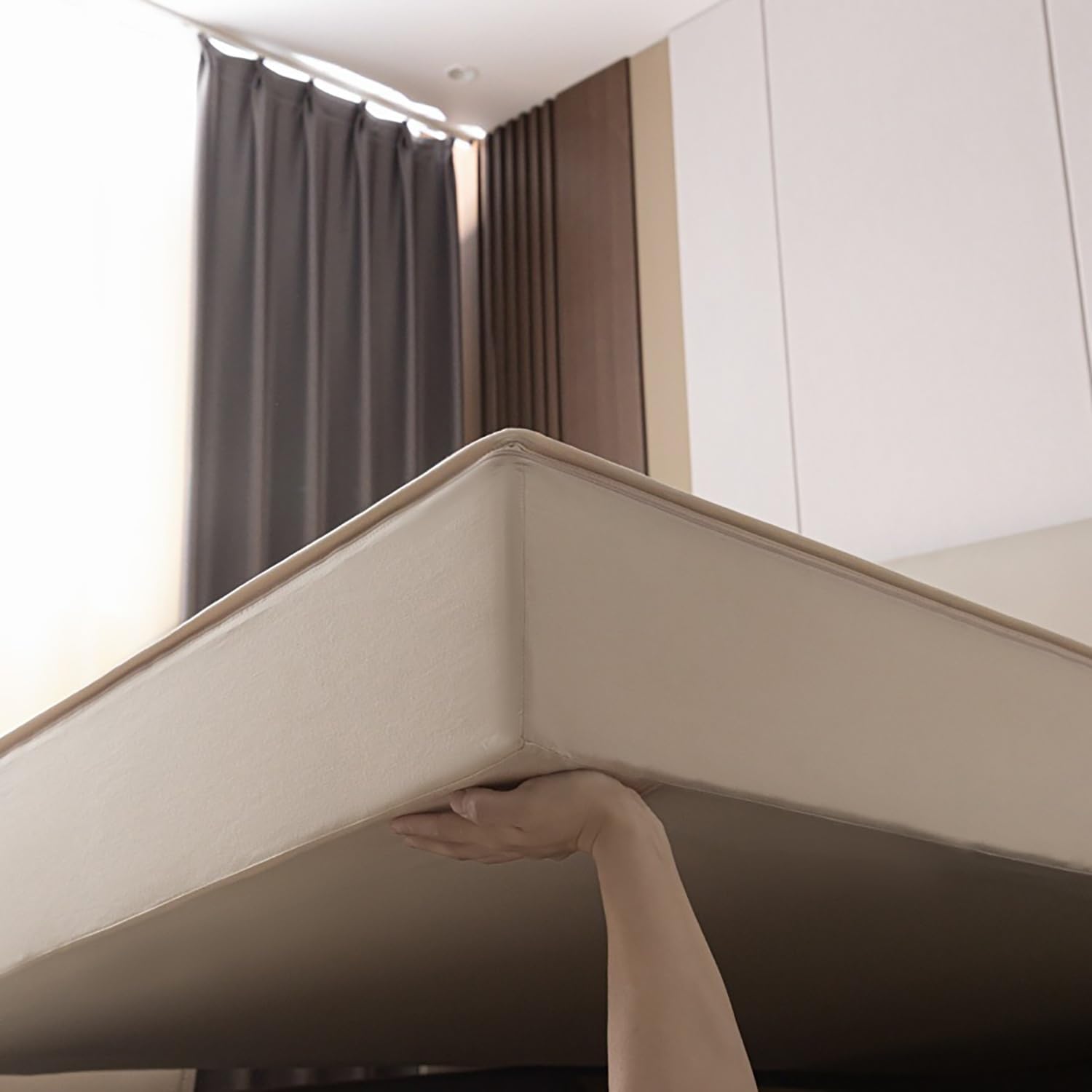 Oddychający ochraniacz na materac zapinany na zamek 90 x 200 180 x 200 pasuje do sprężyny skrzynkowej 140 x 200 160 x 200 wysokości 5-40 cm pikowany pokrowiec na 150 x 200 + 25 cm wodoodporny odporny