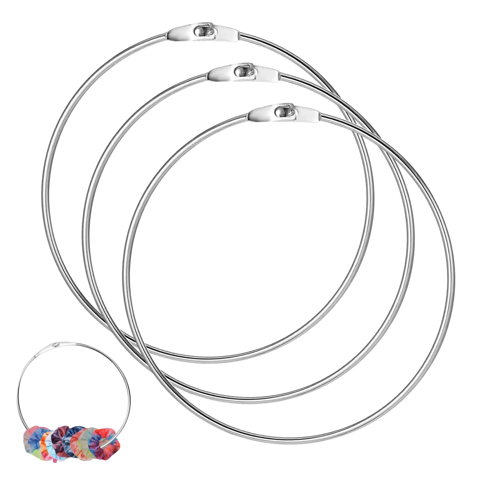 Set of 3 Merchandise Rings,With Quick-Release Fasteners,Diameter 150 mm,Large,Versatile Metal Rings for Organising and Hanging Keys,Towels,Ties and Home or Office Accessories