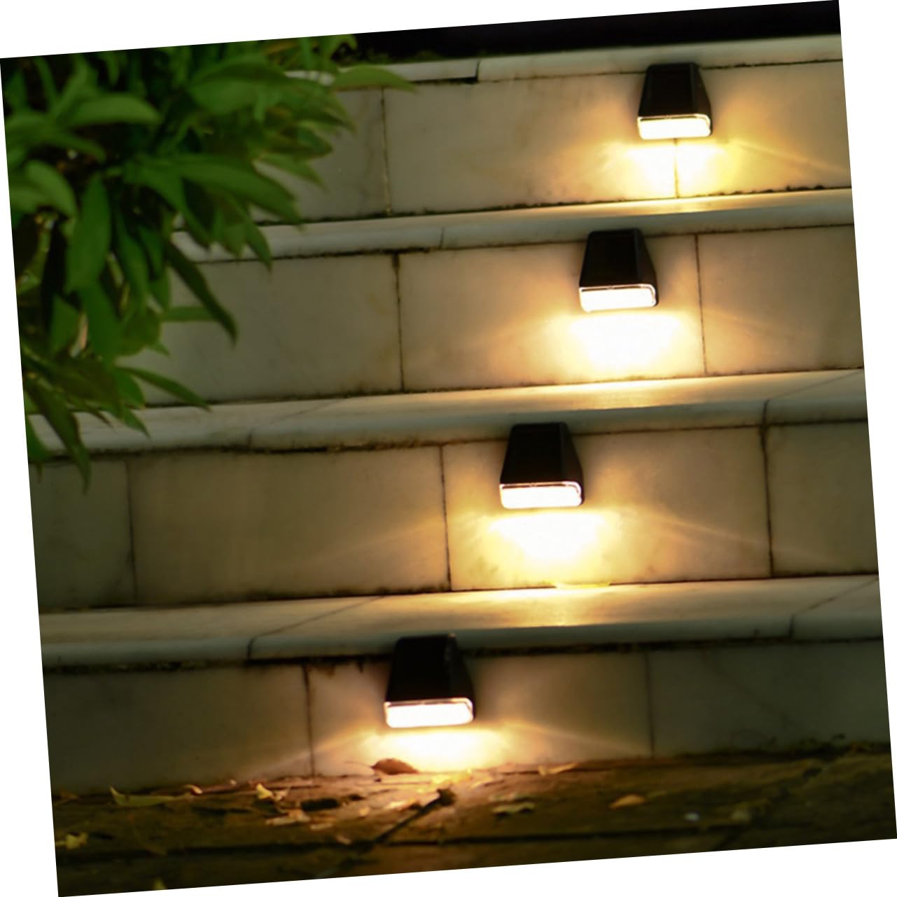 Lampada Solare da Parete Esterna 4pezzi LED Ip65 Nero | Abs e Pp, Batteria Integrata 1,2v 300mah, per Aree Verdi e Prati, Uso a Muro