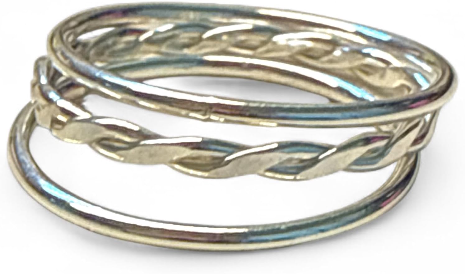 Toe Rings | 3 Stackable 14K Gold Fill Rings | Skinny Band and Braid Ring Stack | Unisex (5) - Image 4