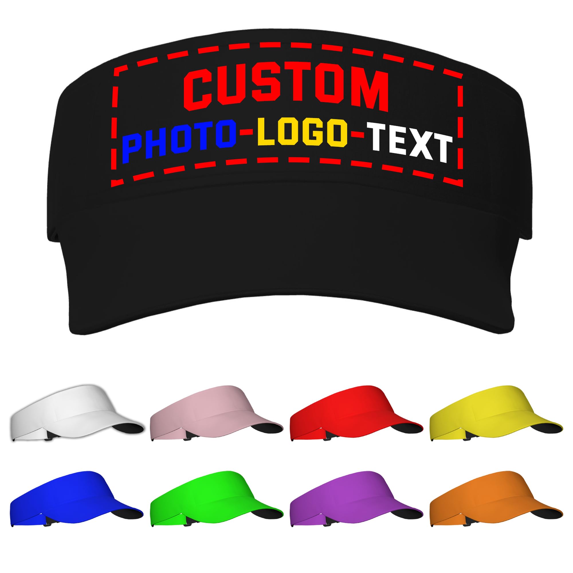 Custom Visor Cap for Men Women Design Your Own Personalized Customized Visor hat Shade Baseball Cap Add Your Text/Logo/Photo/Picture Bulk Adjustable Breathable Golf Hat Customized Gifts