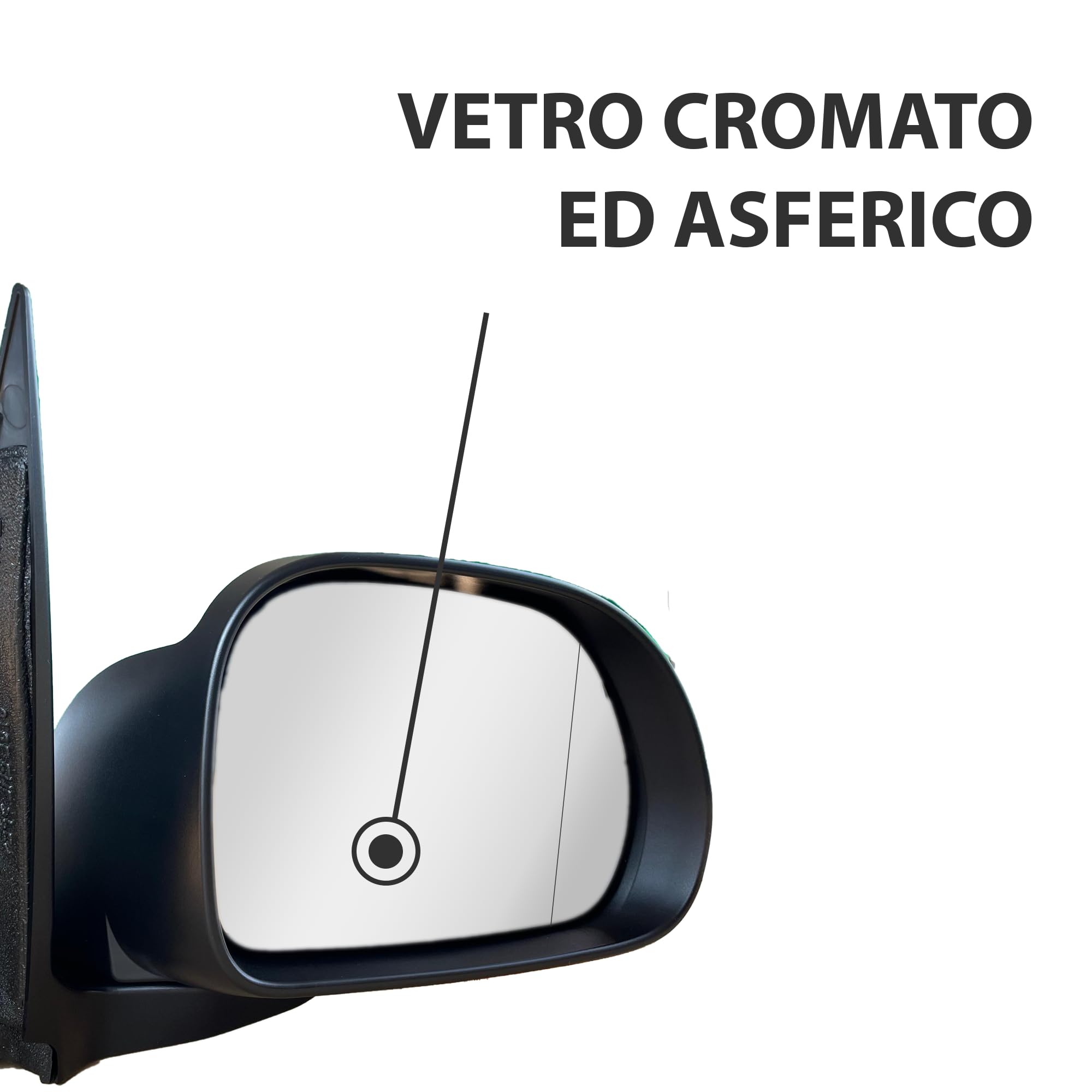 Specchietto laterale destro per FIAT 500L, Regolazione ELETTRICA, Lato Passegero, Vetro Riscaldabile, Con Sensore Temperatura, Oem : 735558566, 735564662