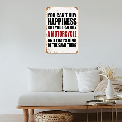 Miniatura 5 de Letrero de metal para decoración de motocicleta con texto en inglés "You Can't Buy Happiness But You Can Buy Motorcycle Wall Art Garage Signs For