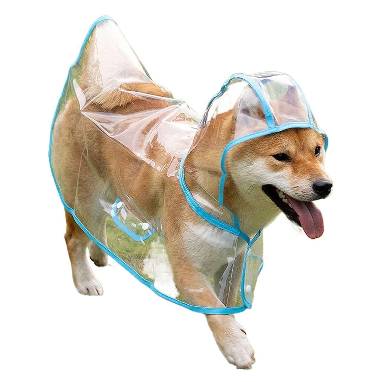 Veste de pluie légère en plastique EVA transparent et bleu