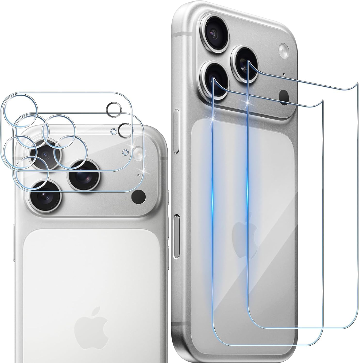 Kompatibel mit iPhone 17 Pro Max Rückseite Displayschutzfolie, 2+2 Pack | Panzerglas Schutzfolie Rückseite Folie & Kamera Objektivschutz Blasenfrei 9H Härte Rückseite Displayschutzfolie