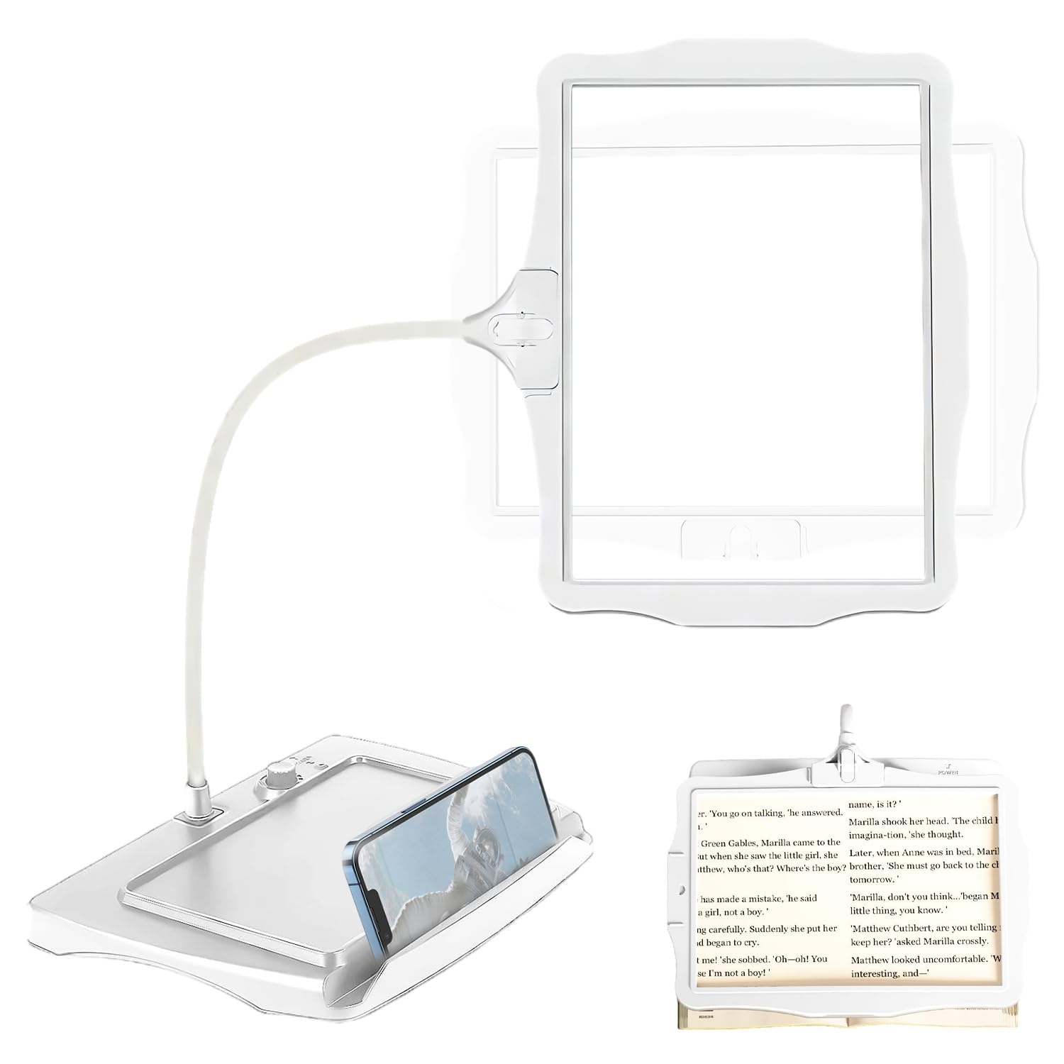 拡大鏡 ルーペ 読書用の拡大鏡 スタンドライトルーペ LEDライト付き スタンド付き USB充電式 大型虫眼鏡 調光 50 LED デスクランプ 角度調整可能 柔軟な取り外し可能 読書 裁縫 新聞 雑誌 地図 手芸 修理 工作、弱視、高齢者に適用 日本語説明書付き