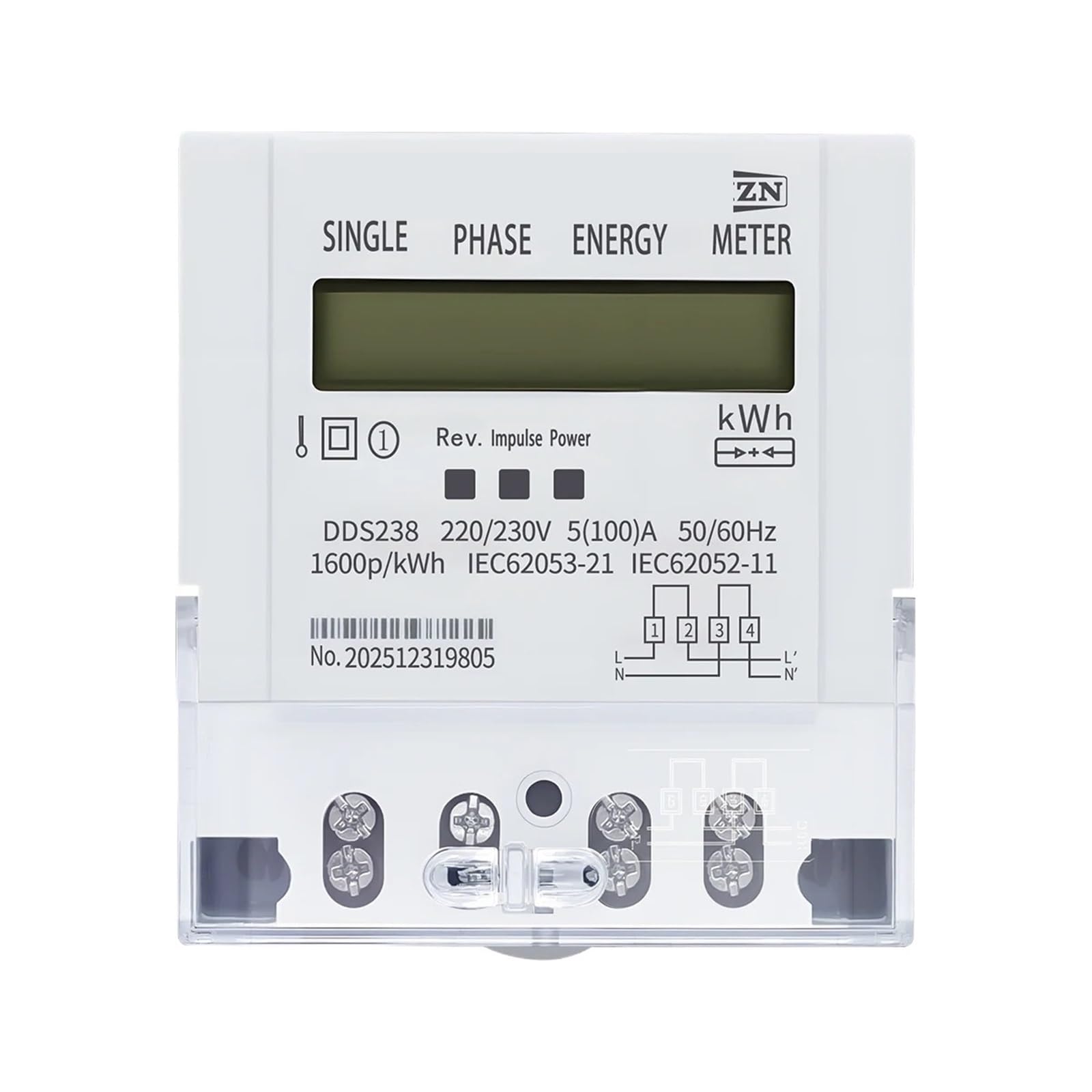 DDS238 BD 5-100 A 220/230 V 50/60 HZ jednofazowa szyna DIN Watt godzina LCD dwukierunkowy odwrotny licznik energii aktywnej