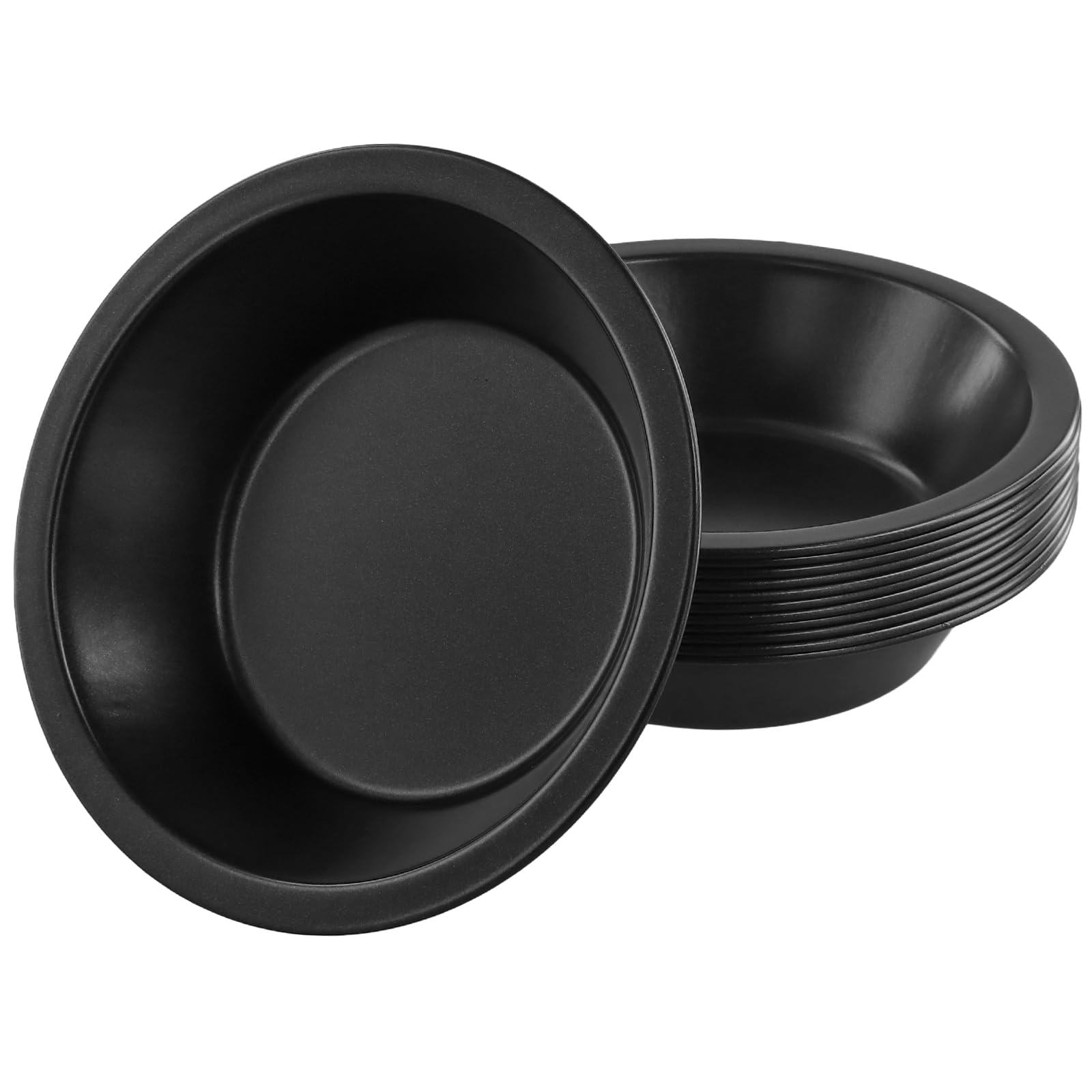 12 teglie rotonde individuali da 12,7 cm, in acciaio al carbonio nero, con rivestimento antiaderente, per cuocere torte di pane