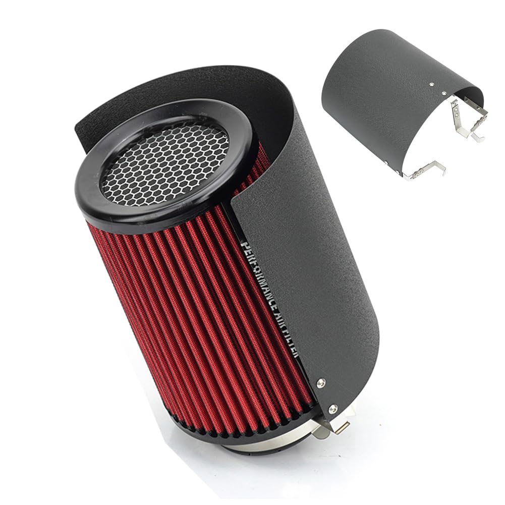 Universal Auto Air Filter Cover Heat Shield, Auto Luftfilterabdeckung Edelstahl Hitzeschild,für 2.5-4'' Kegel- oder Zylinderfilter (Big)