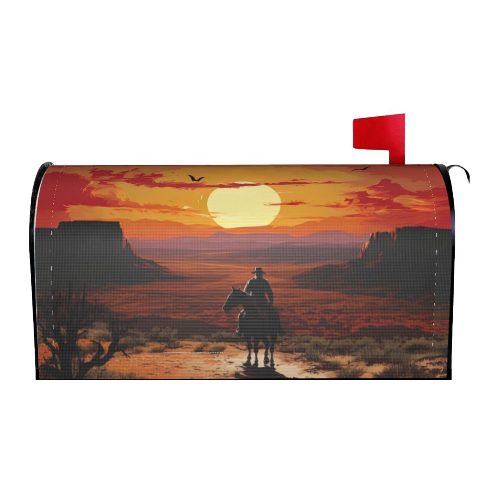 Wild West American Desert Cowboy On Horse 02 Mailbox Covers Magnetic Wraps Post Letter Box Cover Garden Home Decor