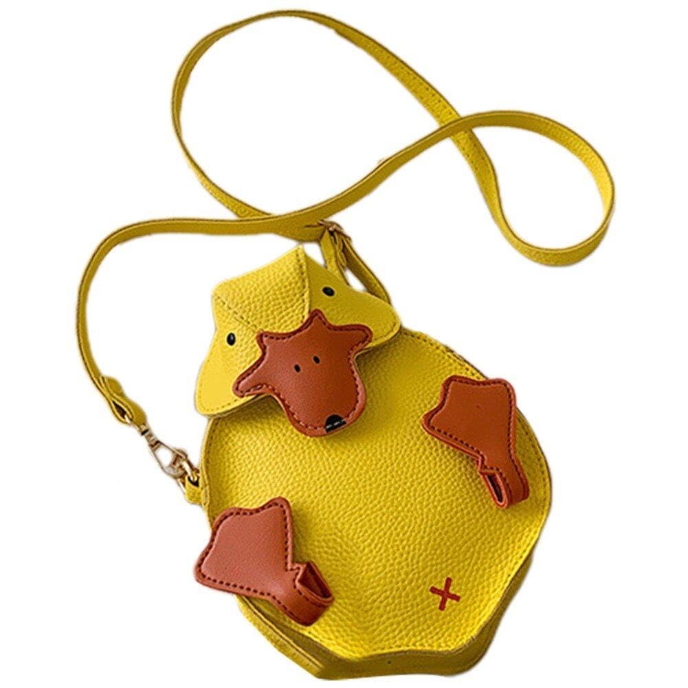 Hrippy Girls Yellow Duck Style Crossbody Bag Large Tote Fashion Shoulder Bag Cute Purses Unique Handbag Pu Leather Bag