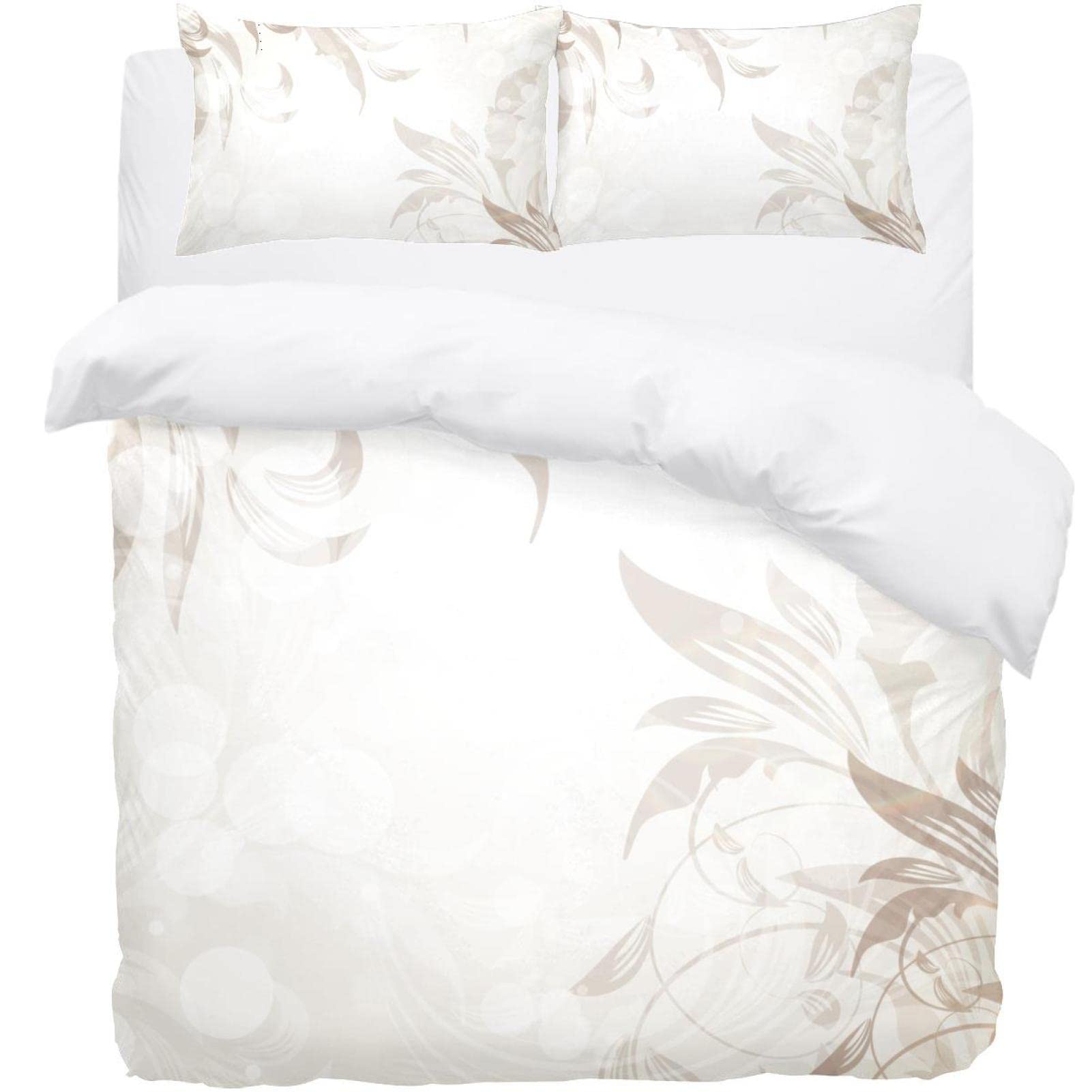 Parure de lit 3 pièces housse de couette motif abstrait floral pour grand lit