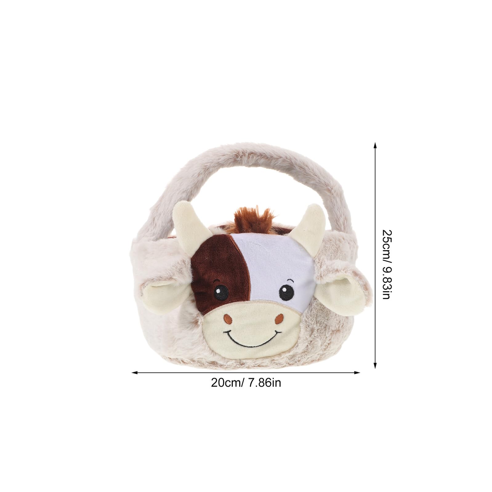 Veemoon Cestino Pasquale di Peluche a Forma di Mucca per Piccoli, Secchiello Pasquale con Manico Robusto e Ampio Spazio, Sacchetto Porta-uova per Caccia alle Uova e Decorazioni Festive