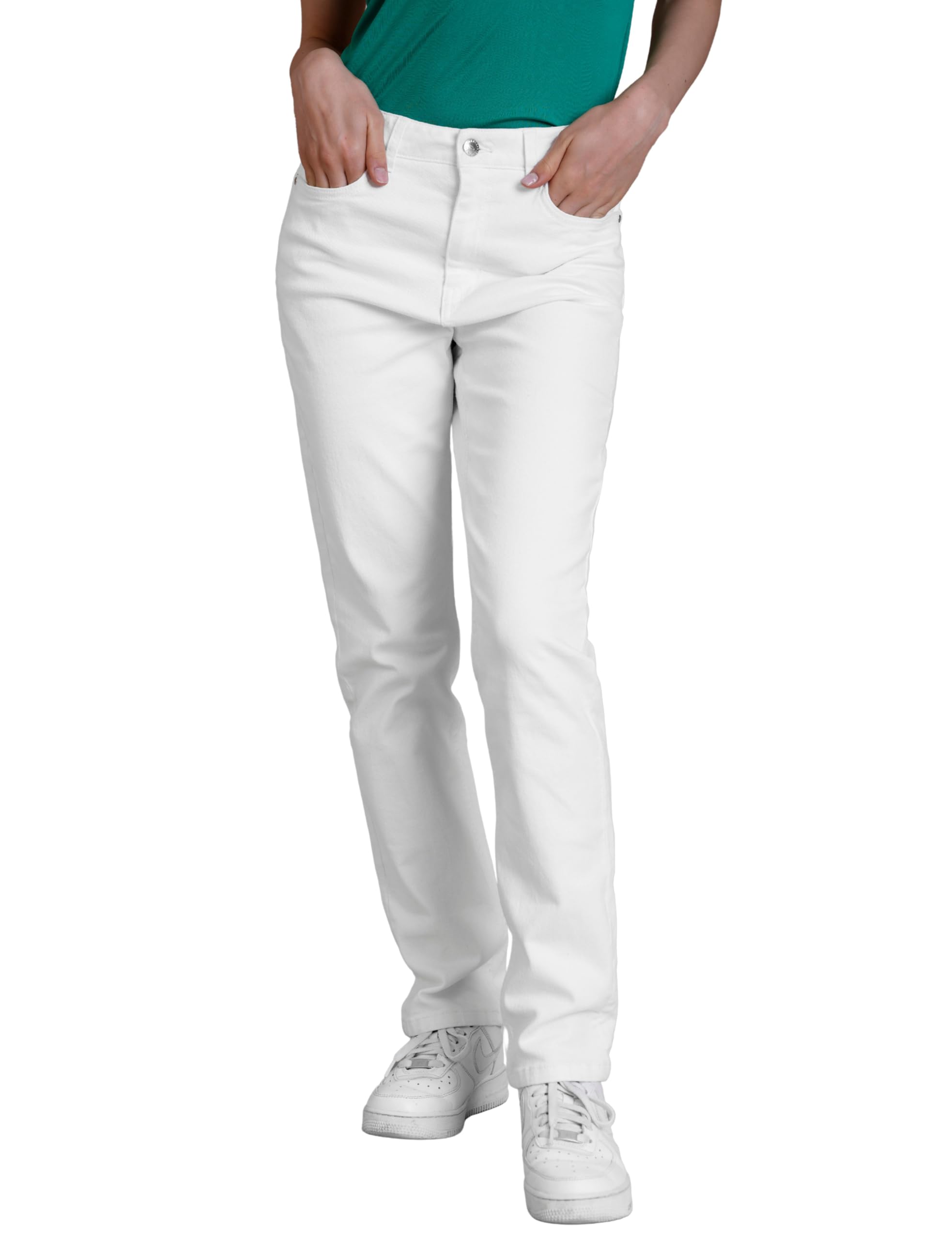 Enorsia Women's White Straight Leg Jeans - Uk 18