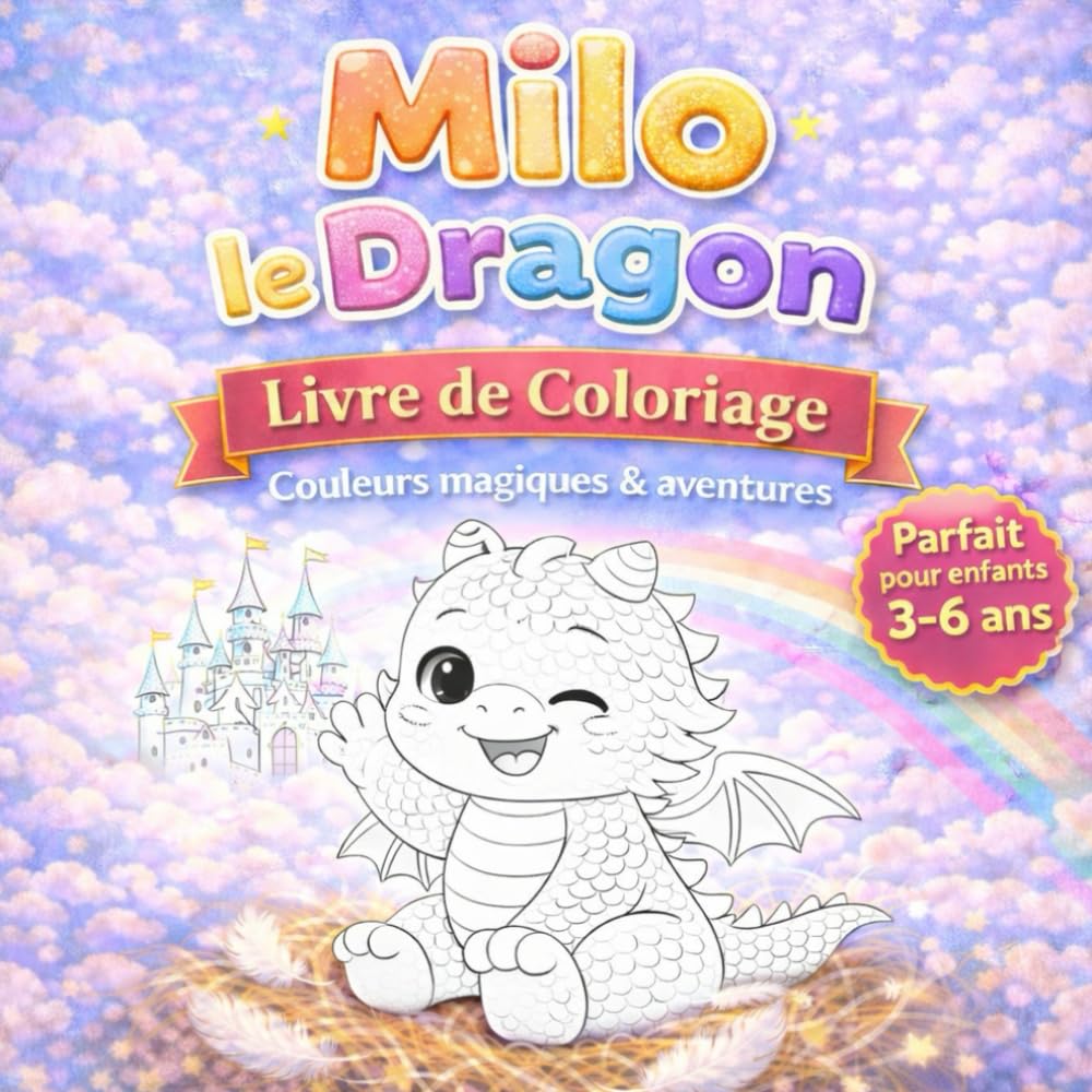 Milo le Petit Dragon : Mon Livre de Coloriage et d'Émotion: 30 illustrations mignonnes pour apprendre à reconnaître la joie, la colère et la tristesse - 3 à 6 ans (Milo le Dragon)