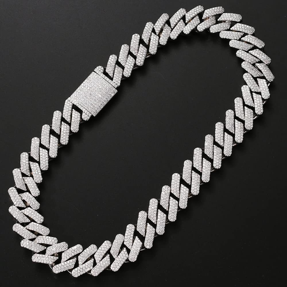 6ICE/5mm プロング キューバンチェーン ホワイトゴールドメッキ White Gold Cuban Link Chain | 5mm Prong Cuban | 6 ICE