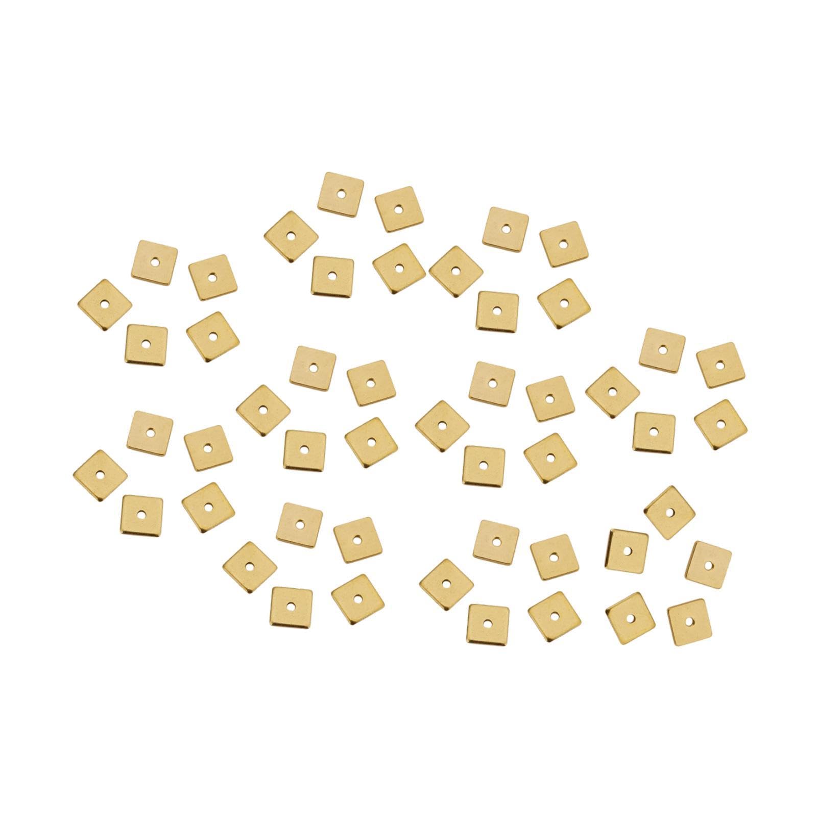 SNAPPSY 50 Pieces Square Spacer Beads Stainless Steel Loose Beads-picture-2