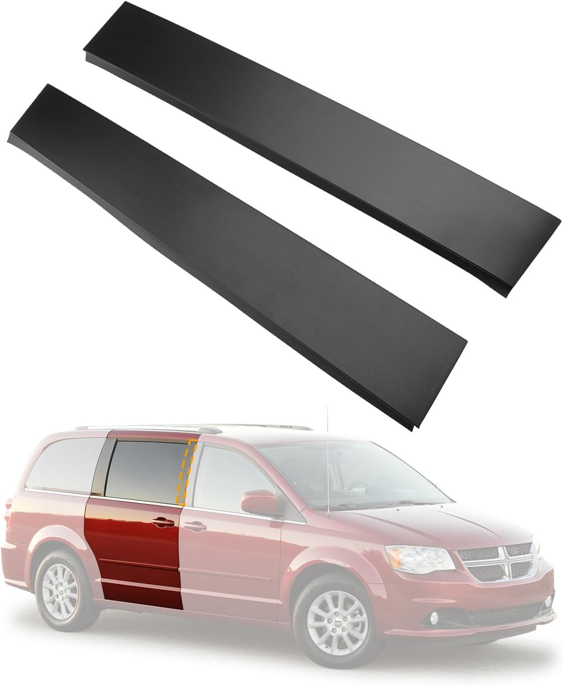 Forward Sliding Door Molding, Compatible with 2008-2020 Dodge Grand Caravan/Chrysler Town&Country Voyager, B-Pillar Trim Moulding, Rear Driver and Passenger Side, OE#47874 47875 5020667AA 5020666AA