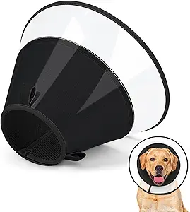 Dog Cone Collar with Soft Pad, Transparent Elizabeth Recovery Collar for Large, Medium, Small Dogs to Stop Licking, Pet Head Cone Alternative After Surgery, Neutering, Injury (2XL)