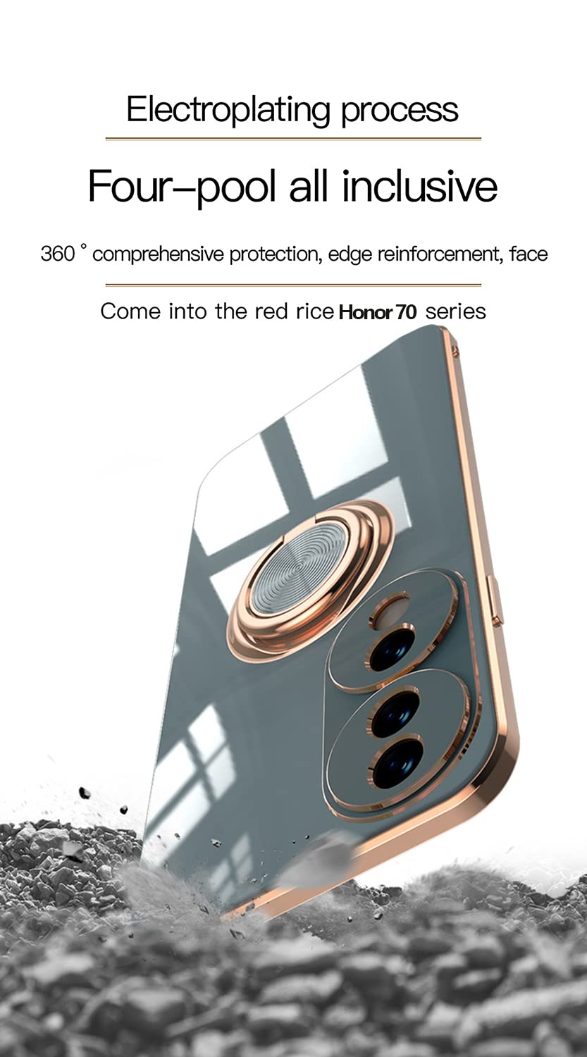 XINYEXIN Cover per Motorola Moto G86, Traslucida Custodia Antiurto Antigraffio con Supporto Anello a 360°, PC + TPU Bumper Case - Blu Reale