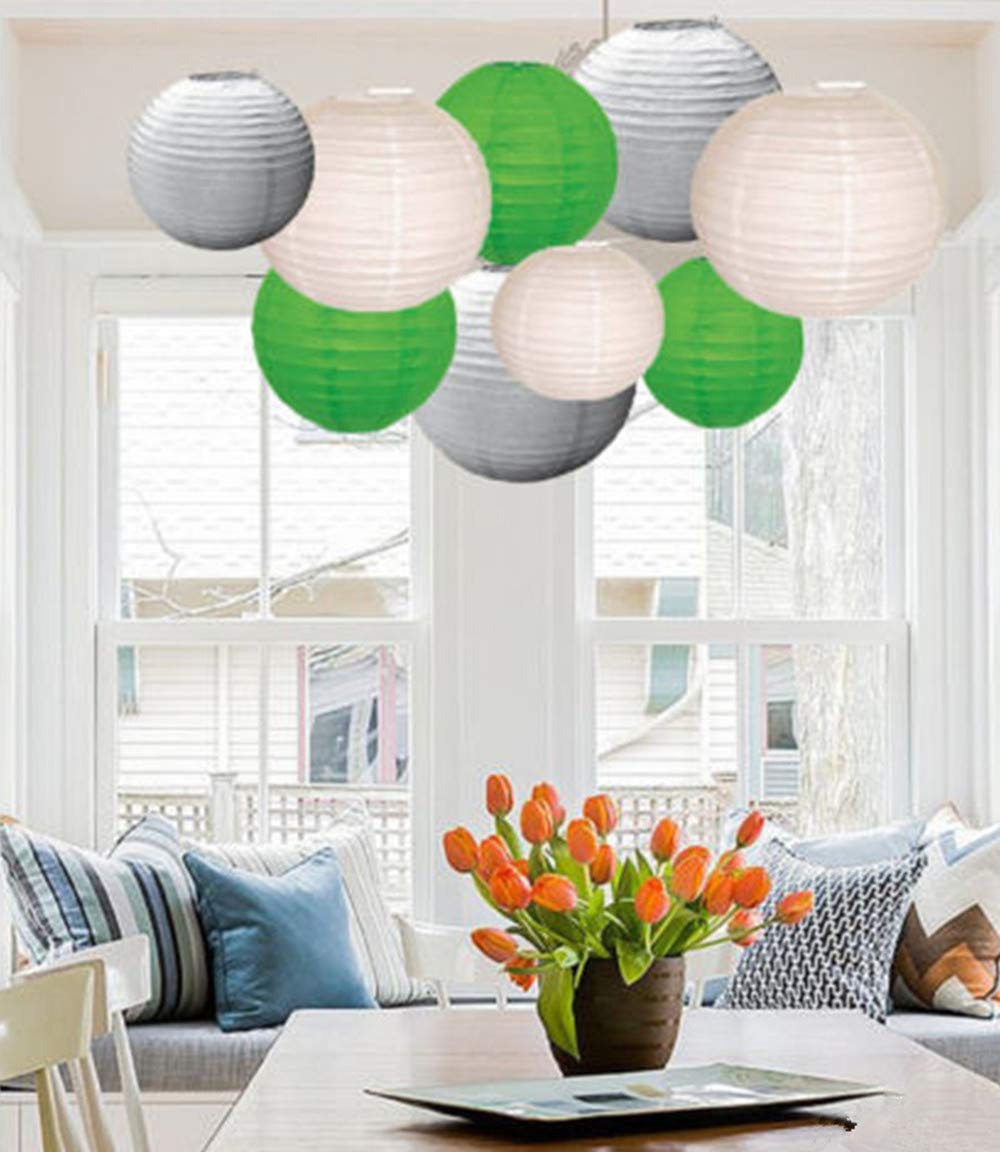 A Liittle Tree 12 PCs Mixed New Round Paper Lanterns Wedding Birthday Party Decor (Forest Shade12) — image 1