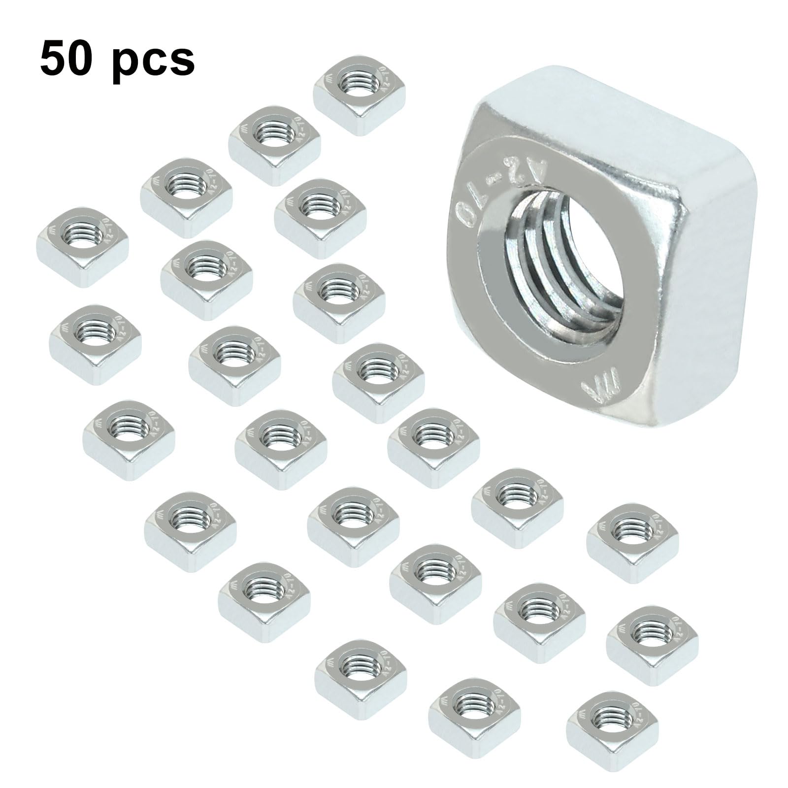 Stainless Steel Square Nuts - 50 Pack M6 -2