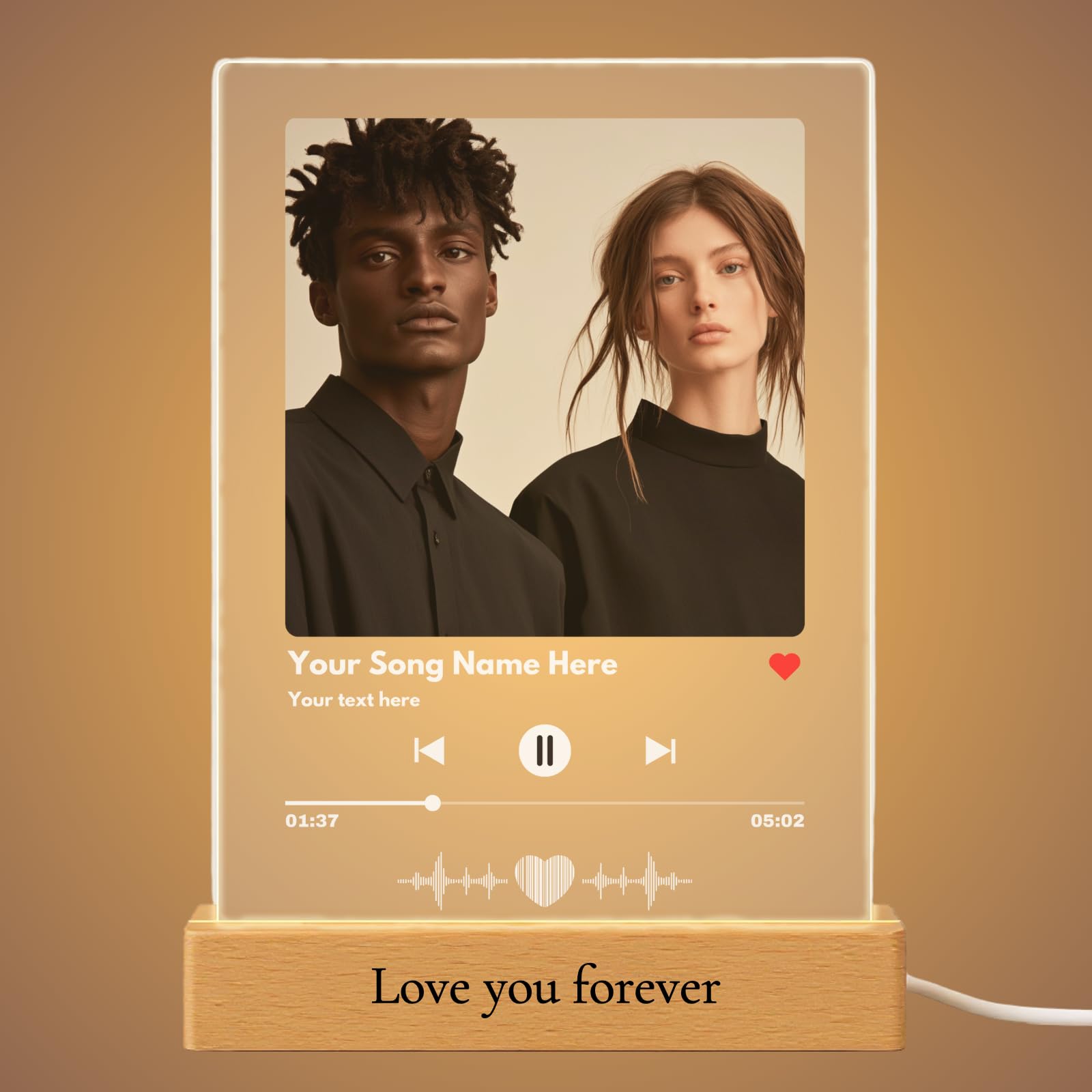 Custom Music Plaque - Personalized Acrylic Song Plaque/Glass Album Cover/Present for Girlfriend - Customized Music Sign - Long Distance Gifts - Couple Present for Her/Him/Boyfriend