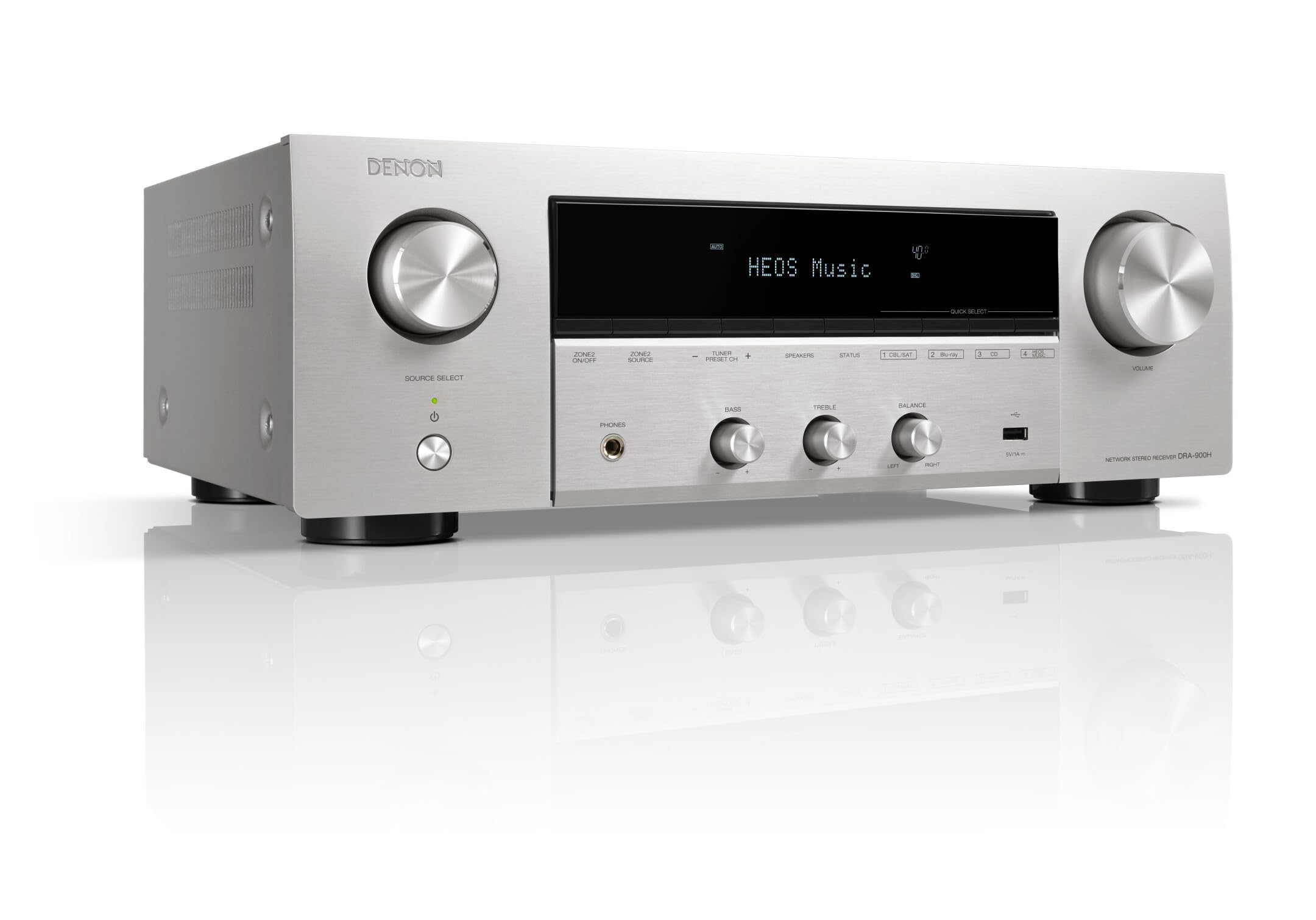 Denon DRA-800H Stereo Receiver & Verstärker, Alexa Kompatibel, 5 HDMI Eingänge, Phono-Eingang, Bluetooth & WLAN, DAB+ Radio, Musikstreaming, AirPlay 2, HEOS Multiroom