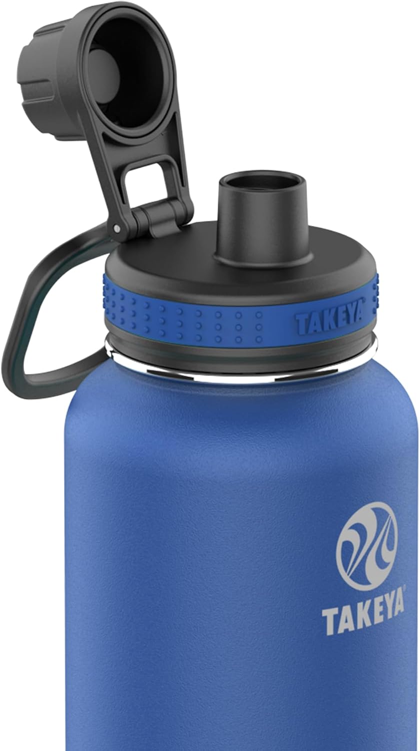Takeya Originals 32 oz Vacuum Insulated Stainless Steel Water Bottle with Spout Lid, Navy (Pack of 4)