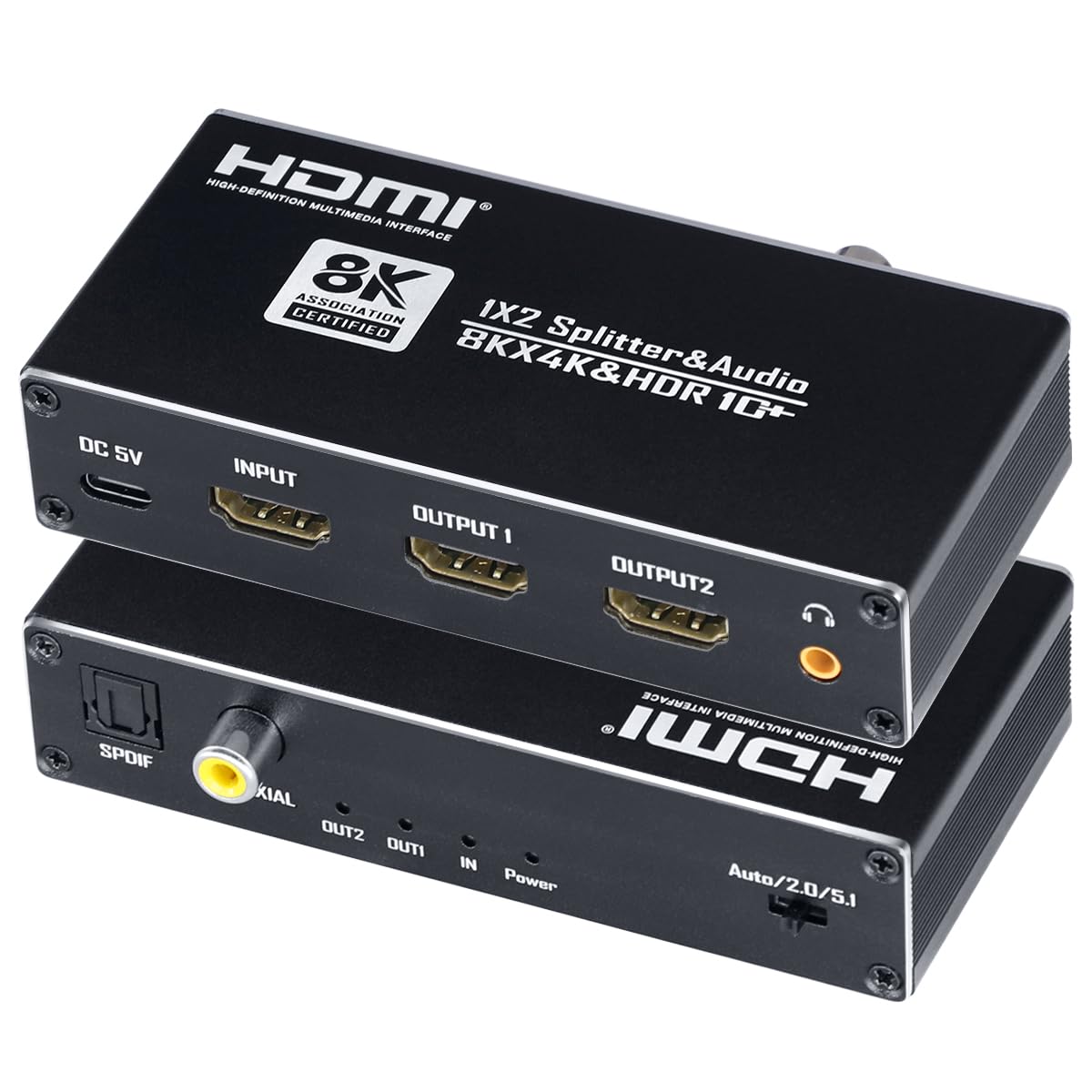 Amazon.co.jp: BLUPOW 8K60Hz HDMI音声分離器 4K120Hz分配器 1入力2