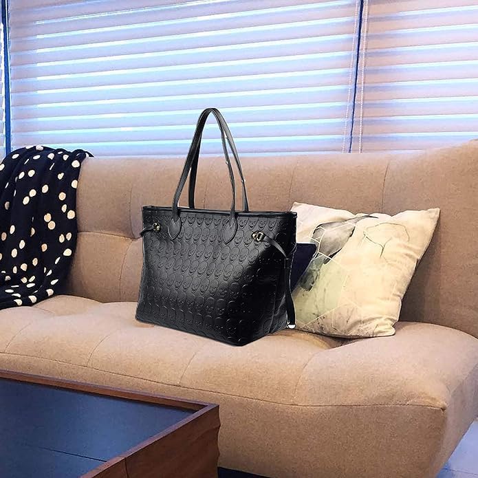 Women Devil Skull Purse Handbags Pu Leather Top-Handle Satchel Shopping Bag with Clutch Purse Black - Image 7