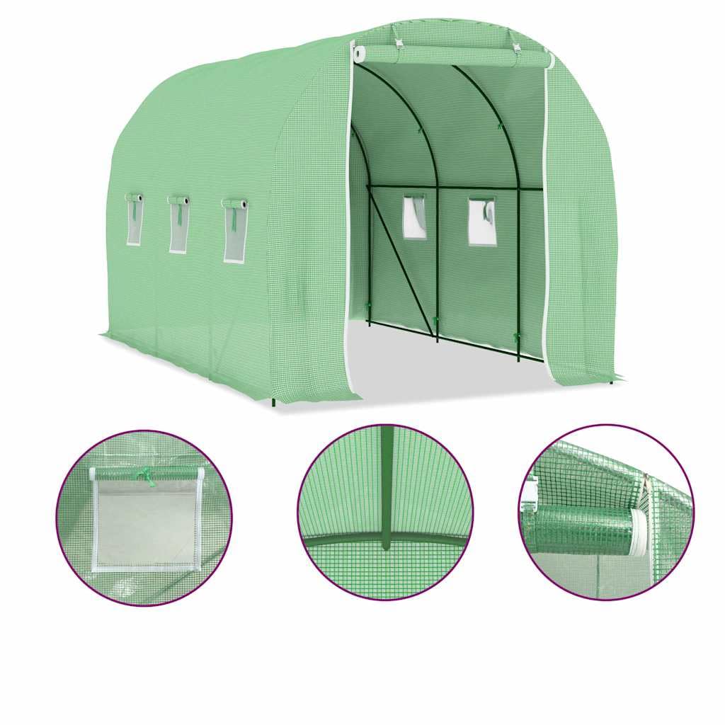 Serra 6,86 m² 3,43x2x2 m Tessuto Mesh PE Telaio Acciaio Zincato