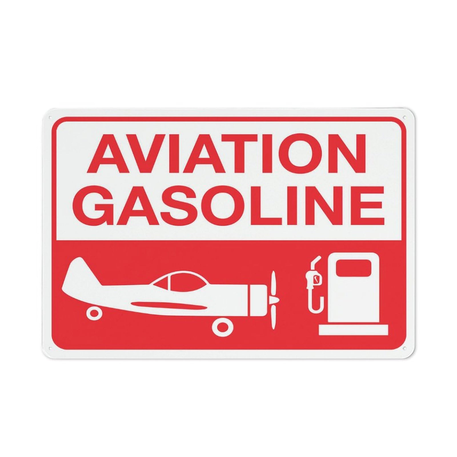 Aviation Gasoline Sign, 8x12 Inch Rust-Free Metal Aluminum for House, Door, Office, Business, Yard, Pre-Drilled Holes, Weather Resistant
