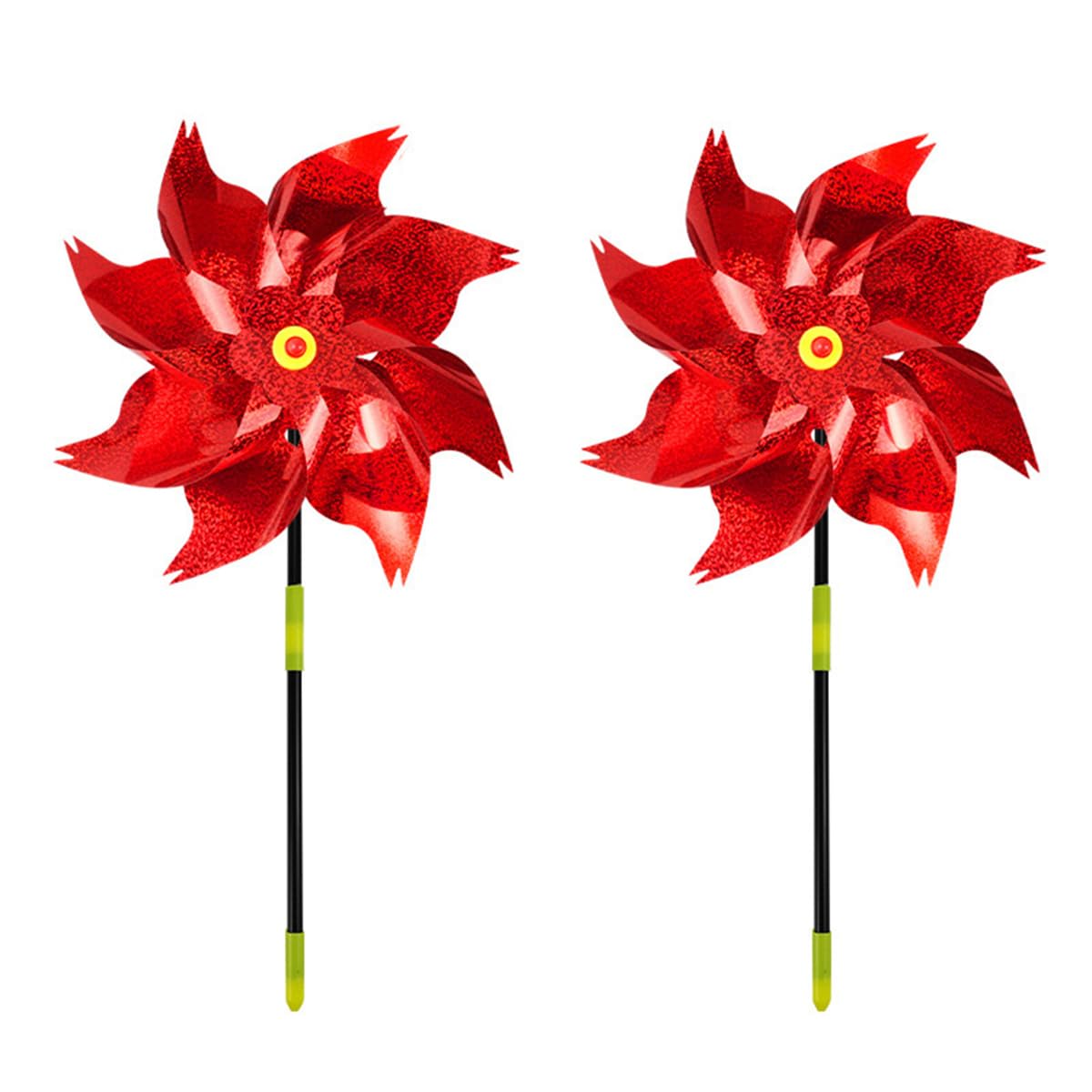 2 Packs Bird Deterrent Pinwheels Reflective Pigeon Deterrent Spinner Bird Scarers Whirl Pinwheel Holographic Scare Birds Pests Away From Lawn,Garden,orchard,Farm (red)