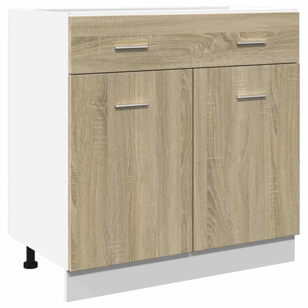 vidaXL Schubunterschrank Lyon Sonoma-Eiche 80x46x81,5 cm Holzwerkstoff, Küchenschrank, Gastronomieschrank, Gastro Möbel, Küchenmöbel, Aufbewahrungsschrank