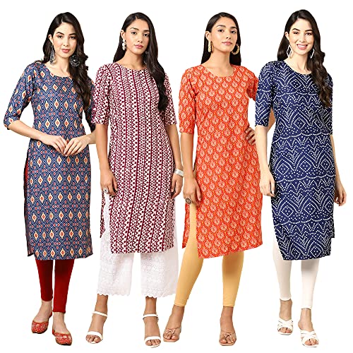 Image of Pinkmint Women's Crepe Digital Print Straight Kurta (RM-348-370-360-366)