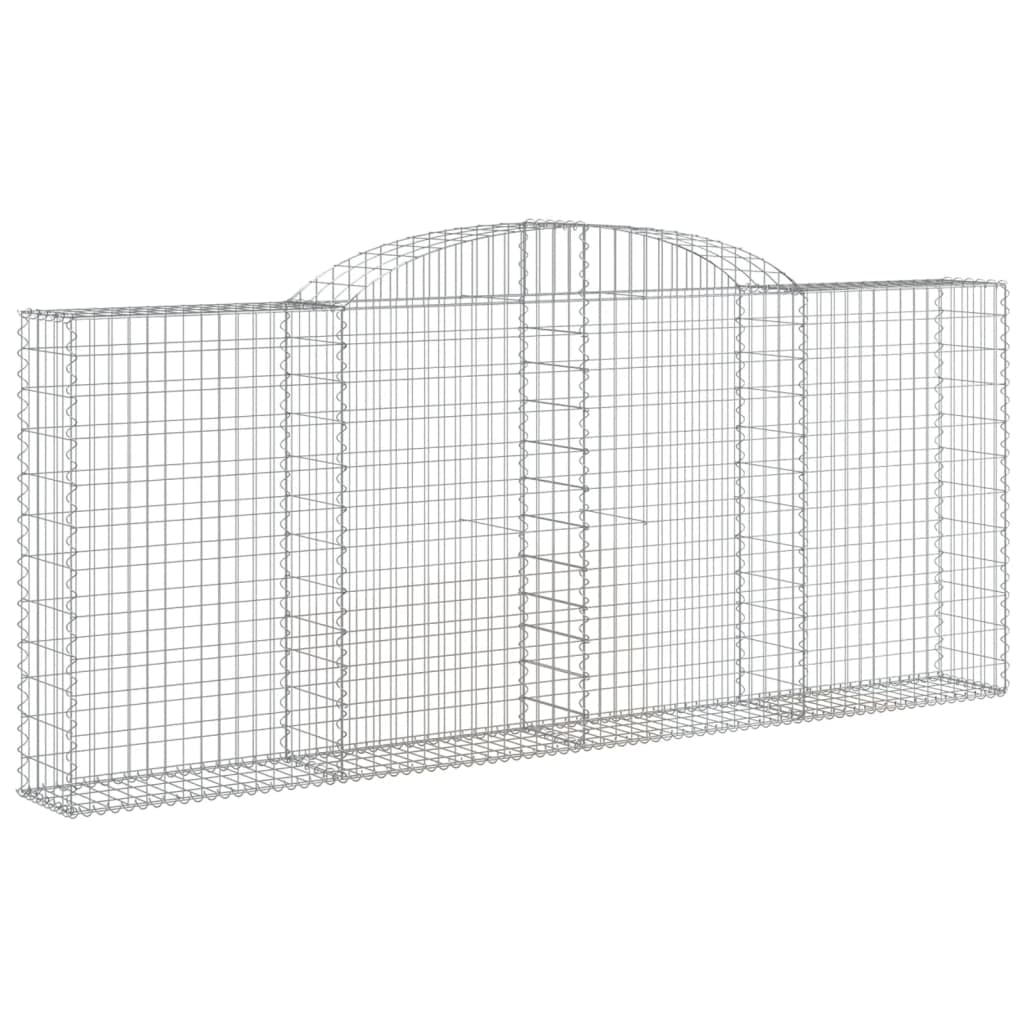 Gaviones con arco alto, 4 unidades, 300 x 30 x 120/140 cm, de hierro galvanizado para barreras de jardín y protección visual, construcción estable duradera y resistente a la corrosión