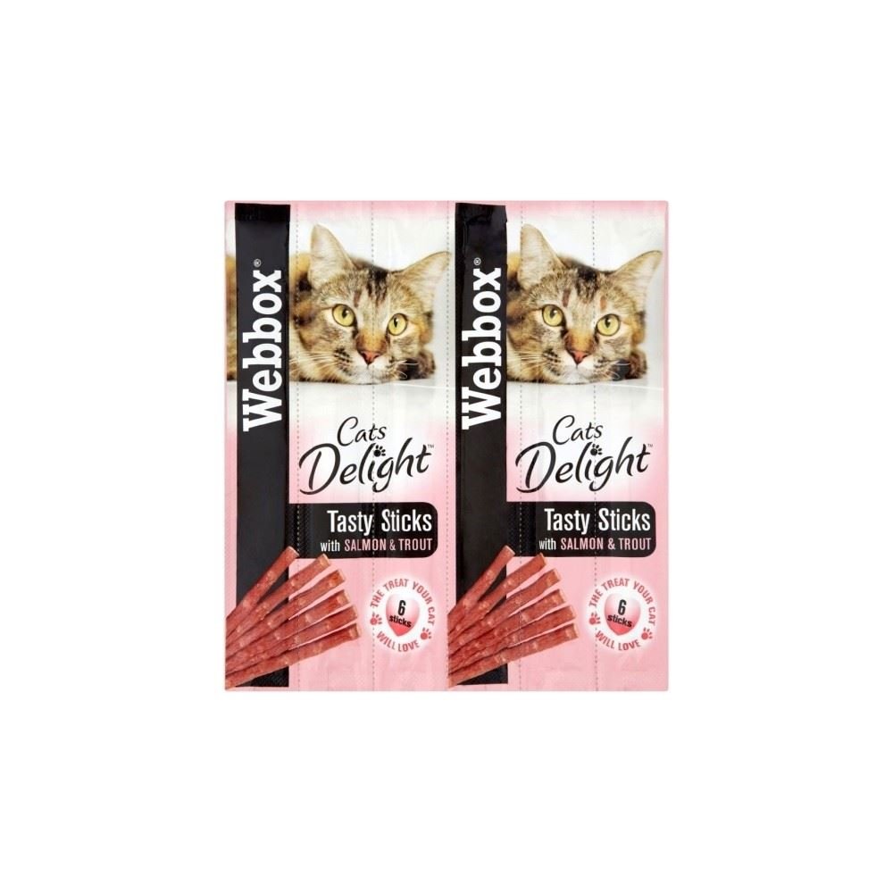 Webbox Cats Delight Tasty Sticks with Salmon & Trout (6 per pack - 30g) - Pack of 2