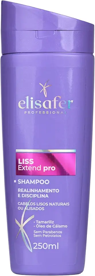 Elisafer, Shampoo, Para cabelos Naturais ou Alisados, Liss, Extend pro, 250ml