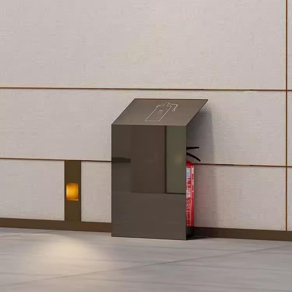 Gaśnica Gaśnica, niezależna metalowa szafka na gaśnicę - Wytrzymały pojemnik bezpieczeństwa pożarowego, brązowy, rozmiar D-35 x 20 x 55, idealny do użytku domowego i pomieszczeń