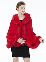 Vista 36 de BEAUTELICATE Chal de piel sintética con gancho para novia, boda de invierno Negro