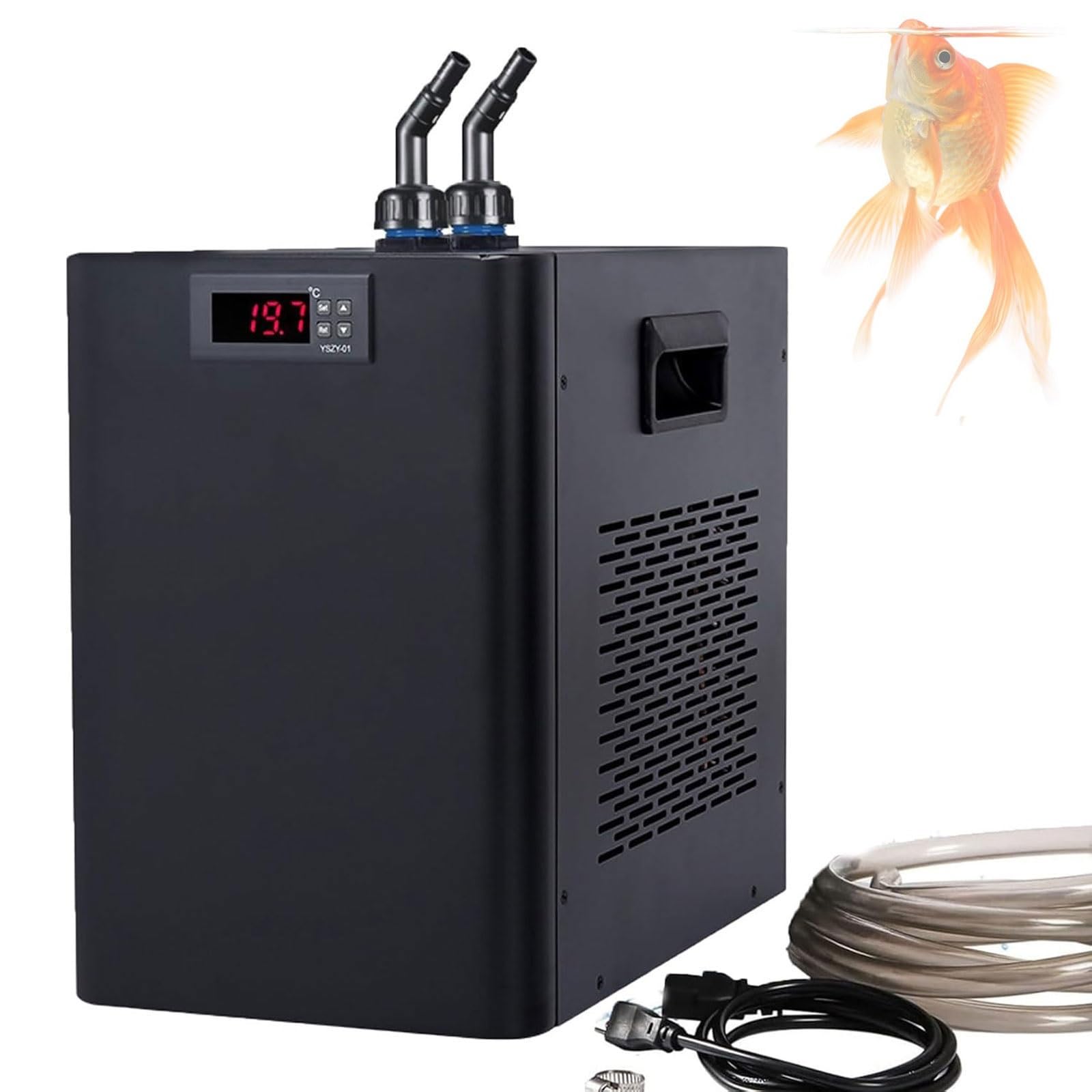 Enfriador de agua para acuario con bomba y tubería, sistema de refrigeración hidropónico, compresor de refrigeración de diseño silencioso para peceras de 160 L a 500 L