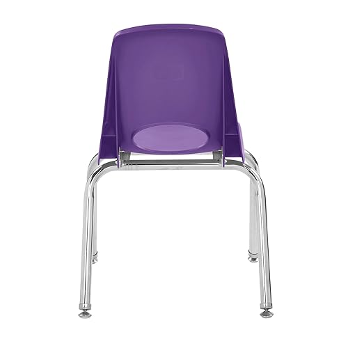 Miniatura 7 de FDP - Silla escolar apilable de 14 pulgadas, asiento apilable para estudiantes con patas de acero cromado y deslizadores giratorios de nailon, para